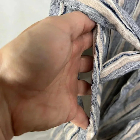 2/$30 Susina Size Small Faux Wrap Sundress Dress Short Sleeve Cotton Striped - Picture 7 of 11